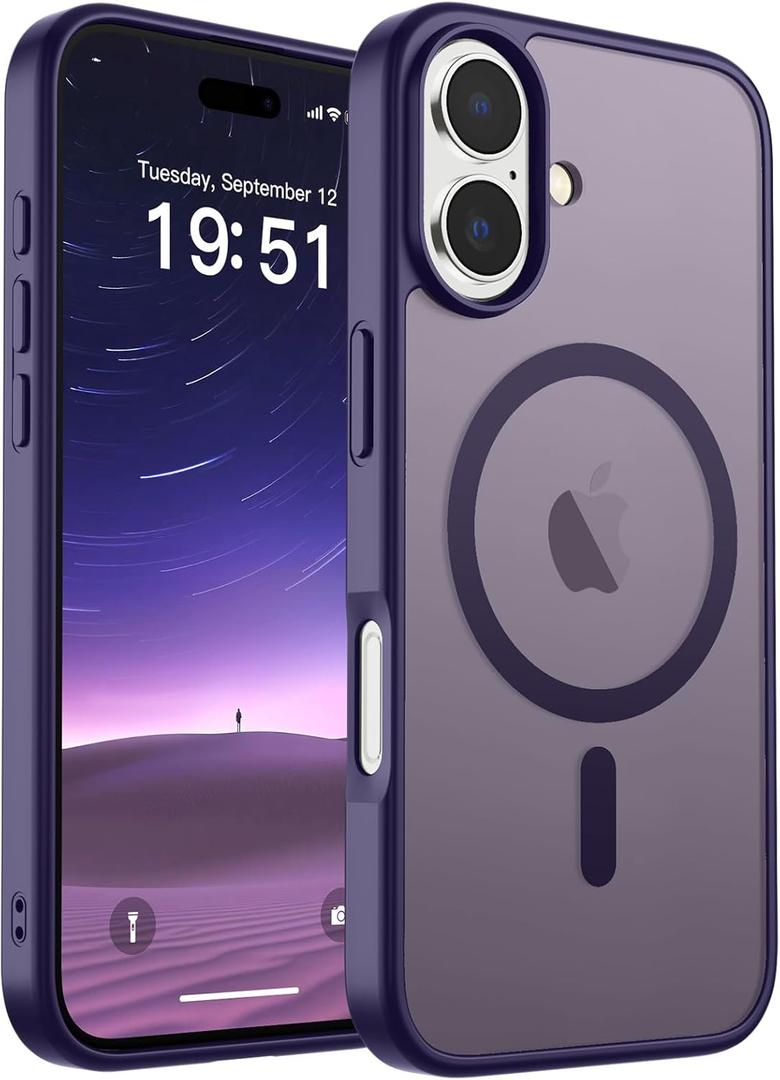 SUPFINE Magnetic for iPhone 17 Case (Compatible with MagSafe)(Military Grade Drop Protection) Translucent Matte Shockproof with Anti-Fingerprint Phone Cover,Dark Purple
