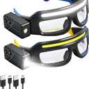 2Pack Rechargeable Headlight Glasses,Rechargeable Headlamp, 5 Modes Safety Glasses with Light,Waterproof Head Light for Running, Cycling, Camping,Night Work