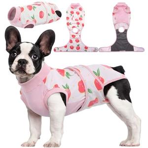 Kuoser Recovery Suit for Dogs Cats After Surgery, Professional Pet Recovery Shirt Dog Abdominal Wounds Bandages, Substitute E-Collar & Cone,Prevent Licking Dog Onesies Pet Surgery Recovery Suit S