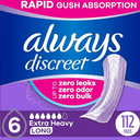Always Discreet Adult Incontinence Pads for Women, Extra Heavy Absorbency, Long Length, Postpartum Pads, 112 CT
