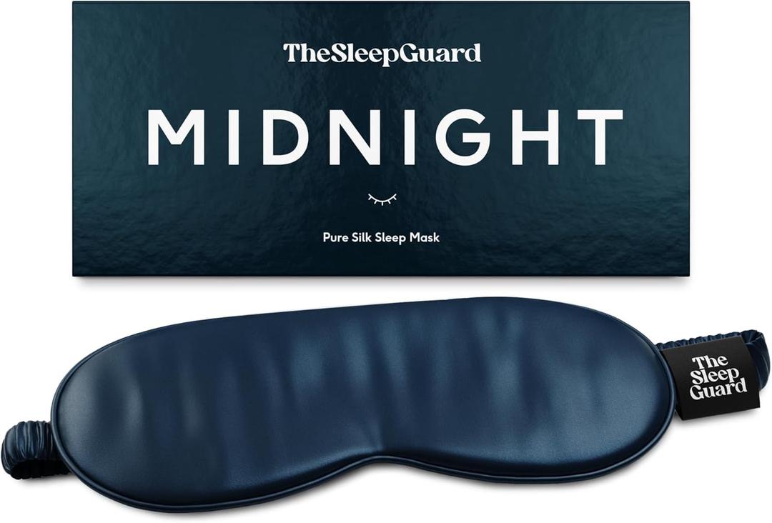 TheSleepGuard Pure Silk Sleep Mask [100% 6A Mulberry Silk, 22 Momme] Light Blocking Travel Essentials. Eye Masks for Sleeping. Black Oeko-Tex Blindfold. Eye Covers for Men & Women (Midnight Navy)