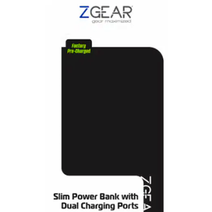 ZGear 5000 mAh Slim Dual Charging Port Power Bank - Black