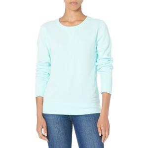 Amazon Essentials Women's Fleece Crewneck Long Sleeve Pullover Sweatshirt, Aqua Blue, Small