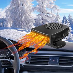 Car Heater, 200W 12V Portable Windshield Defogger and Defroster2 in 1 Modes Fast Heating &Cooling Fanswith Cigarette Lighter Plug 360 Degree Rotary Base (Black)
