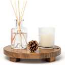 Zurklulu Round 9.4" Acacia Wood Decorative Tray – Farmhouse Wood Riser Pedestal Stand for Kitchen and Bathroom Decor, Counter Display, Vanity Tray (Medium, 9.4" Dia)