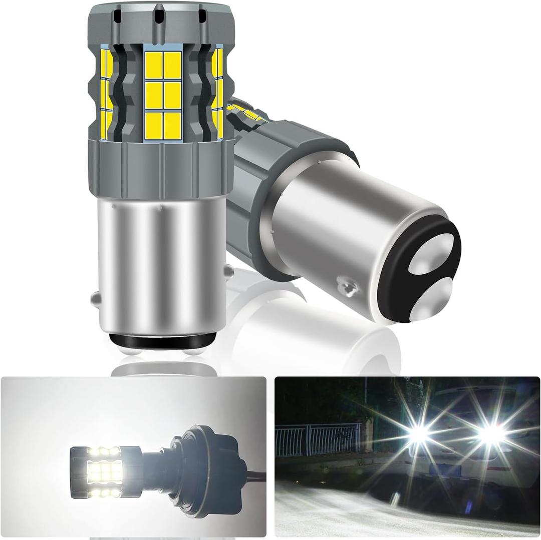 2Pcs 1157 BAY15D P21/5W LED Bulb White, 2057 2357 7528 CANBUS Error Free Anti Hyper Flash Replacement Bulb for Brake Light, Tail Light, Daytime Running Light Super Bright 30-SMD 25W 4000LM