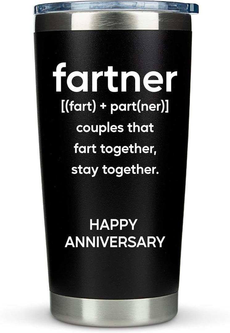 KLUBI Gift for Husband Fartner Cup Couples That Fart Together Stay Together 20oz Fartner Mug Funny Gifts for Him Boyfriend Anniversary - Gifts for 2 Year Anniversary for Him Last Minute Gift for Him