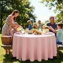 8 Packs 90 Inch Pink Tablecloth Round Tablecloth for Circle Tables, Washable Polyester Table Cloth, Wrinkle Resistant Round Cover for Spring Wedding Party Banquet Dining