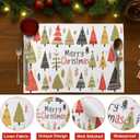 OWENIE Christmas Tree Placemats Set of 4 for Kitchen Table, Waterproof & Washable Print Xmas Pine Trees Textured Fabric Mats for Festive Holiday Winter Snowy Decor, 13W x 19L