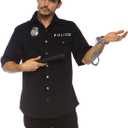 Leg Avenue Men's 4 Pc Cuff 'Em Cop Costume with Shirt, Cuffs, Hat, Toy Baton (XL)