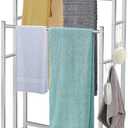 47.6 Inch Tall Free Standing Towel Racks 3 Tier Pool Towel Rack Outdoor Oversized Floor Bath Towel Drying Valet Holder Blanket Quilt Rack Stand for Bathroom Bedroom Beach Hot Tub Gym Pool Area Outside
