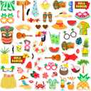 60pcs Luau Photo Booth Props Kit with Sticks for Hawaiian Party Decorations | Tropical, Tiki, Beach, Summer Pool Party Decorations Supplies