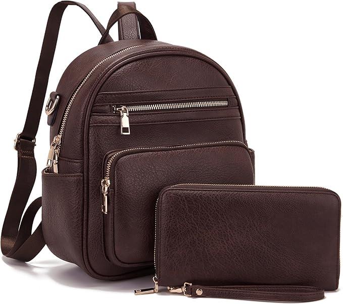 Idesort Small Backpack Purse for Women Girls Cute Backpacks Purse set with Wallet Convertible Shoulder bag