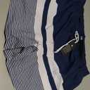 SILKWORLD Mens Swim Trunks with Compression Liner 2 in 1 Quick Dry Bathing Suit Beach Shorts with Zipper Pockets Large, Dark Navy&white Stripes