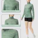 Women's Slim Fit Turtleneck Base Layer Long Sleeve Top, Mountain Print, Moisture-Wicking for Workouts & Outdoor (S)