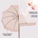 Klyyo Clyro 2 Pcs 7ft Boho Beach Patio Umbrella with Fringe, Beige