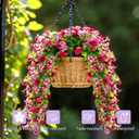 CCILAND 2 PCS Artificial Hanging Flowers for Outdoors, Fake Flower Plants UV Resistant Faux Hanging Spring Flowers for Home Porch Garden Patio Yard (Double Pink)