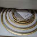 5-Rings Modern LED Chandelier Gold Dimmable High Ceiling Chandelier for Dining Room with Remote Control for Foyer Living Room Entryway Staircase(D23.6, 3000K-6500K) (Medium)