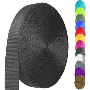Nylon Webbing 1 Inch 1.5 Inch, Heavy Duty Nylon Webbing Strap 12 Yard, Durable Nylon Strapping for Indoor or Outdoor Gear, DIY Crafting, Repairing, (Black, 12 Yard) (1.5"-12 Yard)