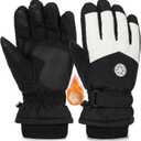 Men and Women Ski Gloves Winter Cold Weather Gloves Touchscreen Warm Waterproof Gloves for Cycling, Running, Driving, Skiing (One Size, Black and White)