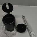 Ceramic Toilet Brush & Holder Set - Freestanding Deep-Cleaning Toilet Bowl Cleaner Brush, Stainless Steel Handle, Small & Sturdy for Storage, Easy to Clean, Non-Scratching (Matt Black)