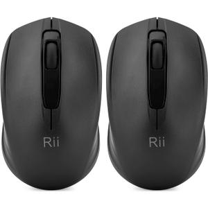 Rii Wireless Mouse,2.4G Portable Computer Mice for PC, Laptop, Windows,Office Included Wireless USB dongle (2-Pack(Black))