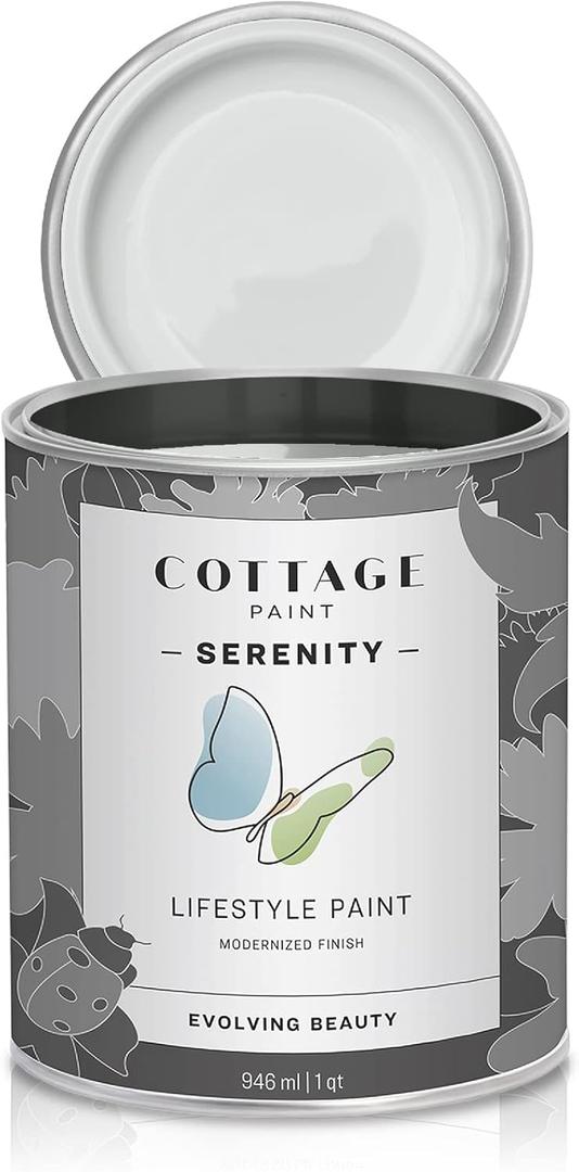 Serenity Silk All-in-One Mineral Chalk Paint for Furniture, Home Decor, Cabinets and DIY Crafts - Built-in Topcoat - (32oz, Marshmallow) (32 Fl Oz (Pack of 1))