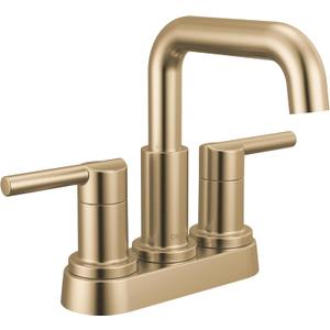Delta Nicoli Centerset Brushed Gold Bathroom Faucet with Sprayer, 4 Inch 3 Hole Bathroom Sink Faucet with Pull Out Sprayer, Push-Pop Drain, Champagne Bronze 25849LF-CZ