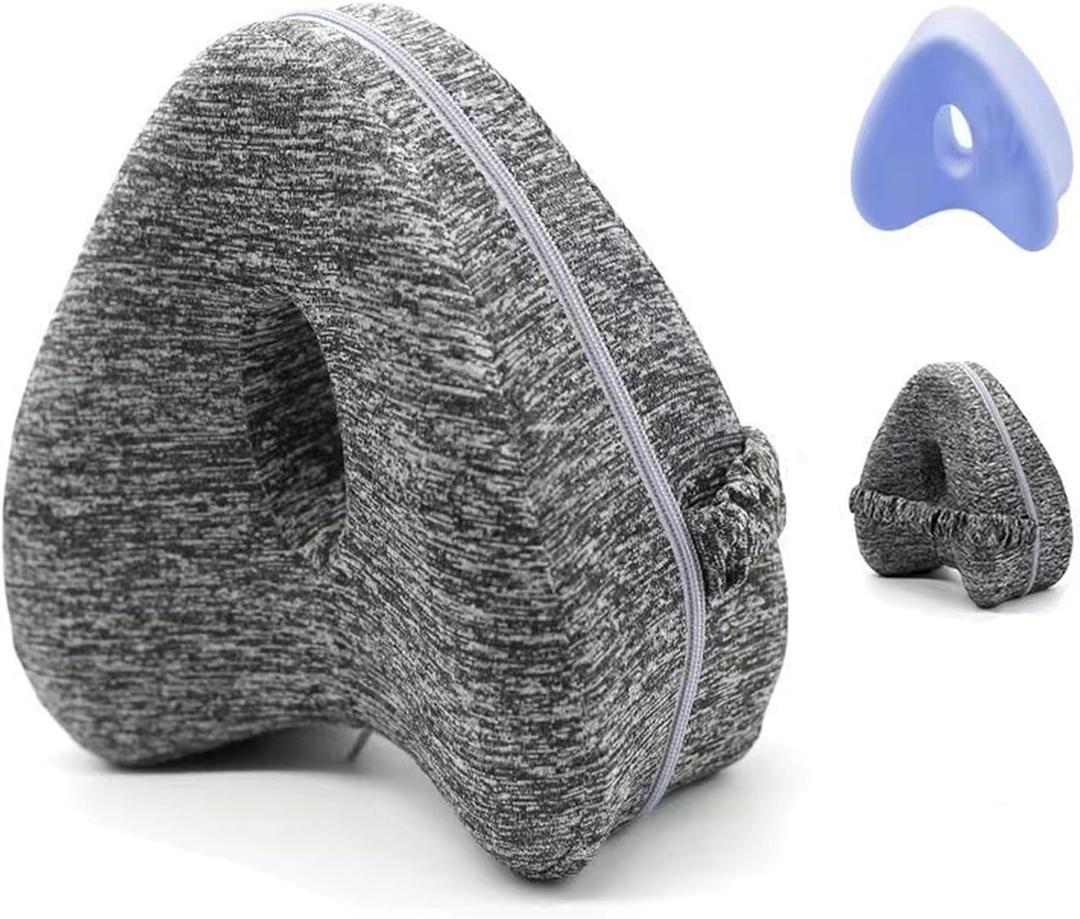 Pillow, Memory Foam Leg & Knee Pillow,Foam Support Pillow Soothing Relief for HIPS, Knees, Joints, Nerves & Muscles,Adjustable Strap (Grey)