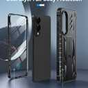 FNTCASE for Samsung Galaxy S25-Edge Case: Military Grade Drop Proof Protection Mobile Cover with Kickstand | Matte Textured Rugged Shockproof TPU | Protective Sturdy Phonecase - Black