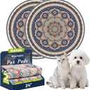 Washable Pee Pads for Dogs,2 Pack Super Absorbent Reusable Puppy Training Pads 24inch, Leak-Proof & Non-Slip,for Potty Training,Whelping,Crate & Playpen