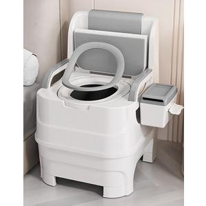 Bedside Commode, Portable Toilet for Foldable Armrests, 15"-17" Seat Width Safety Commode Toilet for Elderly and Disabled, Height Adjustable Bedside Commodes for Seniors