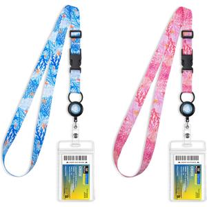 MNGARISTA Retractable Cruise Lanyard for Ship Cards, Waterproof Lanyards for Cruise Ship Cards with ID Holder, 2 Pack, Seaweed