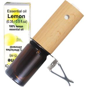 Lemon Car Scent 30 Days’ Refillable Odor Fighting Non-toxic Strong Natural Fresh Fragrance, Vent Clip Wood Diffuser & Pure Essential Oils Auto Air Freshener (1x Beech Diffuser + 10ml Oil)