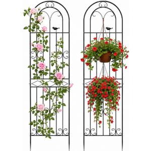 2 Pack 78.7" x 19.6" Iron Arch Decoration Garden Trellis, Metal Climbing Plant Trellis for Heavy Vines, Roses, Flowers, and Vegetables, Perfect for Gardens, Lawns., 80 Inches X 20 Inches