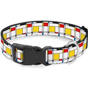 Red Yellow Black White Line Stripes Dog Collars Soft Adjustable Collar Strap for Dogs Cats Pet Size: Adjustable 17-27 Inch