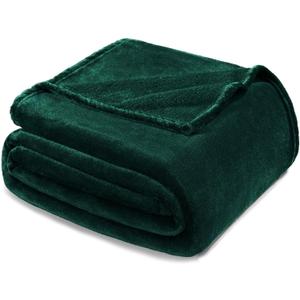 Exclusivo Mezcla Fleece Blankets Queen Size for Bed, Super Soft and Warm, All Season, Cozy, Plush, Lightweight, 90x90 Inches, Forest Green