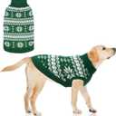 KOOLTAIL Cable Knit Dog Sweater Turtleneck, Cold Weather Pullover Classic Knitwear, Snowflake Pattern Thick Warm Winter Pet Clothes, Dog Christmas Sweater for Small Medium Large Dogs Cats, Green L