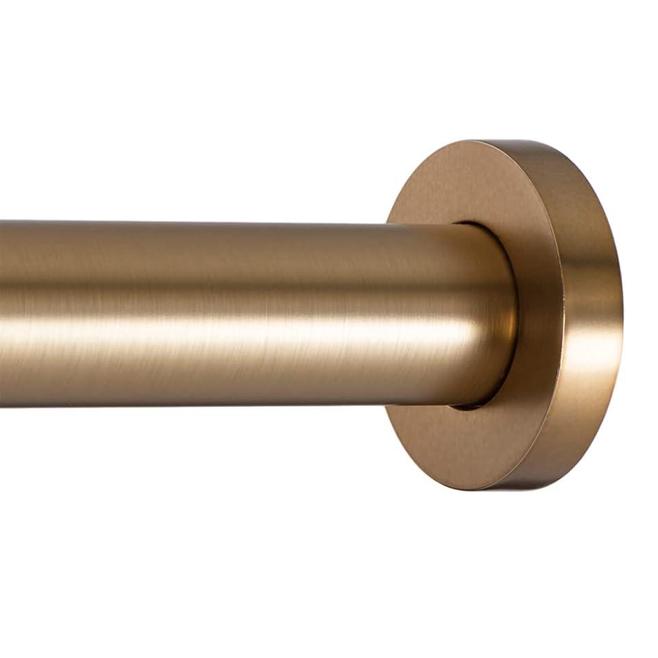Ivilon Shower Tension Curtain Rod - Adjustable Spring Tension Rod for Shower Curtains, Bathroom, or Windows, Easy to Install, No Drilling Required, Rustproof, Adjustable 36 to 54 Inch Warm Gold