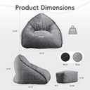 Bean Bag Chair with Ottoman for Adults, Large Corduroy Bean Bag Couch, Boneless Chaise Lounge Reading Chair with High-Resilience Foam, Floor Lounger for Bedroom Living Room (Grey)