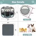 Siedihit Dog Playpen with Washable Pee Pad, Puppy Pet Cat Playpen Small Dogs Tent Crate Indoor/Outdoor, Portable Pop Up Kennel with Carrying Case for Cats/Rabbits(Grey,Small with pad)