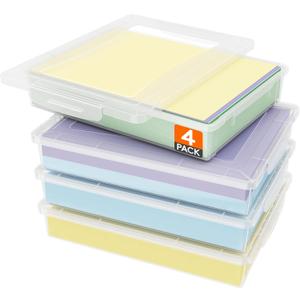Lifewit 4 Pack Plastic Multi-Purpose Storage Box with Latching Lids, Clear A4, 8.5" x 11" Letter Size Paper Storage, Storage Containers for Board Game, Craft, Document, Magazine, Art Supplies