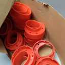Threlaco 10 Pack Ultra Durable Vinyl Fence Post Donut Heavy-Duty 2-3/8" Steel Post to 5" Vinyl Stabilizer Adapter for Fence Installation Meets 0.150" Wall Thickness (Red)