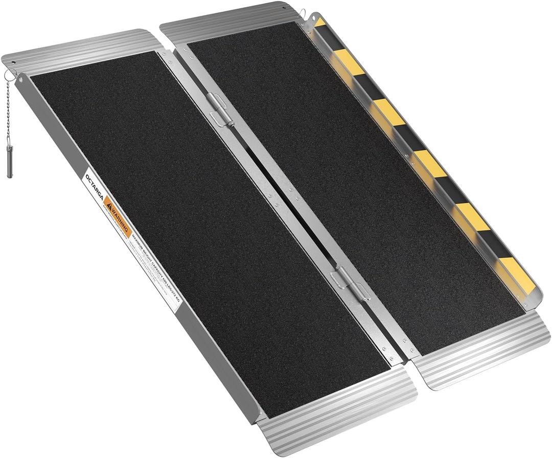 3FT Portable Wheelchair Ramp, Aluminum Folding Handicap Ramp with Handle, Threshold Wheel Chair Ramp for Home Steps, Stairs, Entry, Curbs, Doorways, Non-Skid, Mobility Scooter Compatibility