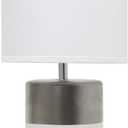 Simple Designs LT1114-OFF Two Toned Split Colors Basics Porcelain Bedside Table Lamp, Silver and Off White