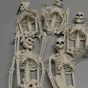 XIMISHOP 5 pcs Halloween Skeleton Decoration, 16" Full Body Posable Hanging Skeleton with Movable Joints for Graveyard Haunted House Indoor Outdoor, White