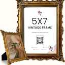 97 Decor 5x7 Antique Picture Frame - Gold Vintage Picture Frames 5x7, Ornate Frames 5 X 7 With Glass Front For Tabletop Photo Display And Wall Hanging, Victorian Poster Frame 5 By 7 (Royal Rectangle)