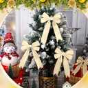 24 Pcs Christmas Velvet Bows 5 x 7.9 Inch Rustic Velvet Christmas Tree Bows Vintage Tree Ornaments for Xmas Holiday Garland Home Decor Wedding Outdoor Indoor Decoration(Beige)
