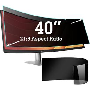 40 Inch Privacy Screen Filter for 21:9 Curved Ultrawide Monitor | Privacy Shield | Anti Glare | Anti-Blue Light | Eye Protection | Anti Spy | Computer Security Private Filter Protector