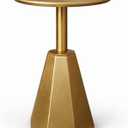 Round Wood Side Table, Coffee Nightstand Cocktail Drink Modern Accent Circle End Table, Wood Pedestal Base for Living Room, Bedroom, Small Spaces, Offices, Gold, 21.6" H x 15.7" L x 15.7" W